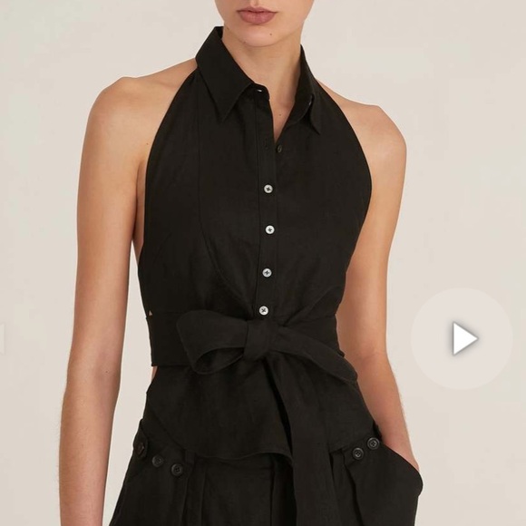 Marissa Webb Black Halter Top with Bow - Picture 1 of 7